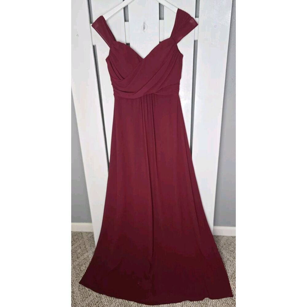 Windsor Long Maxi Formal Cocktail Evening Dress Chiffon Gown Wine Red Small